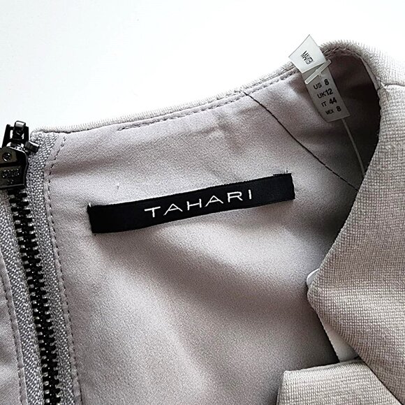 Tahari beige greige fitted dress - Picture 6 of 12